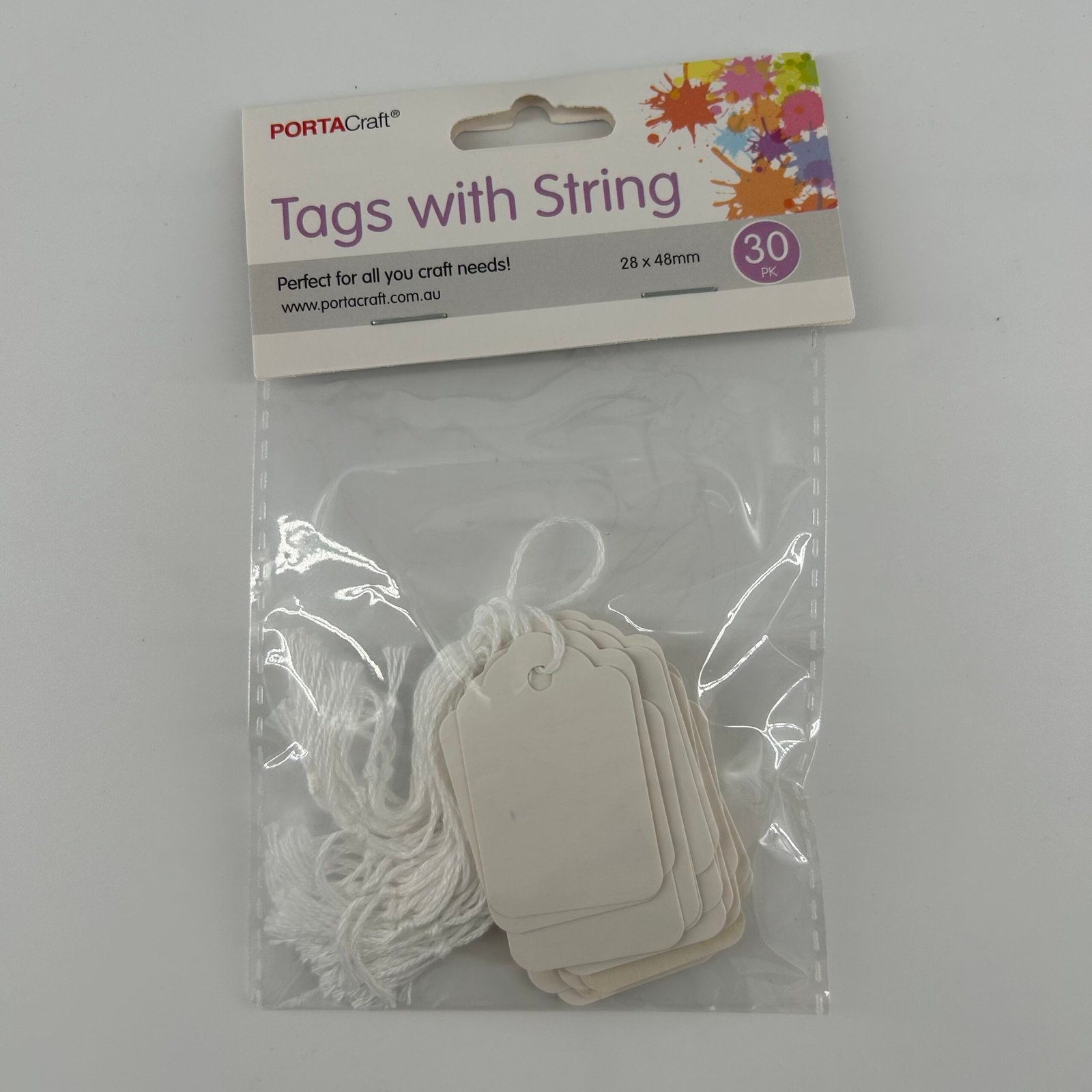 White Tags with String 30pk (28x48mm)