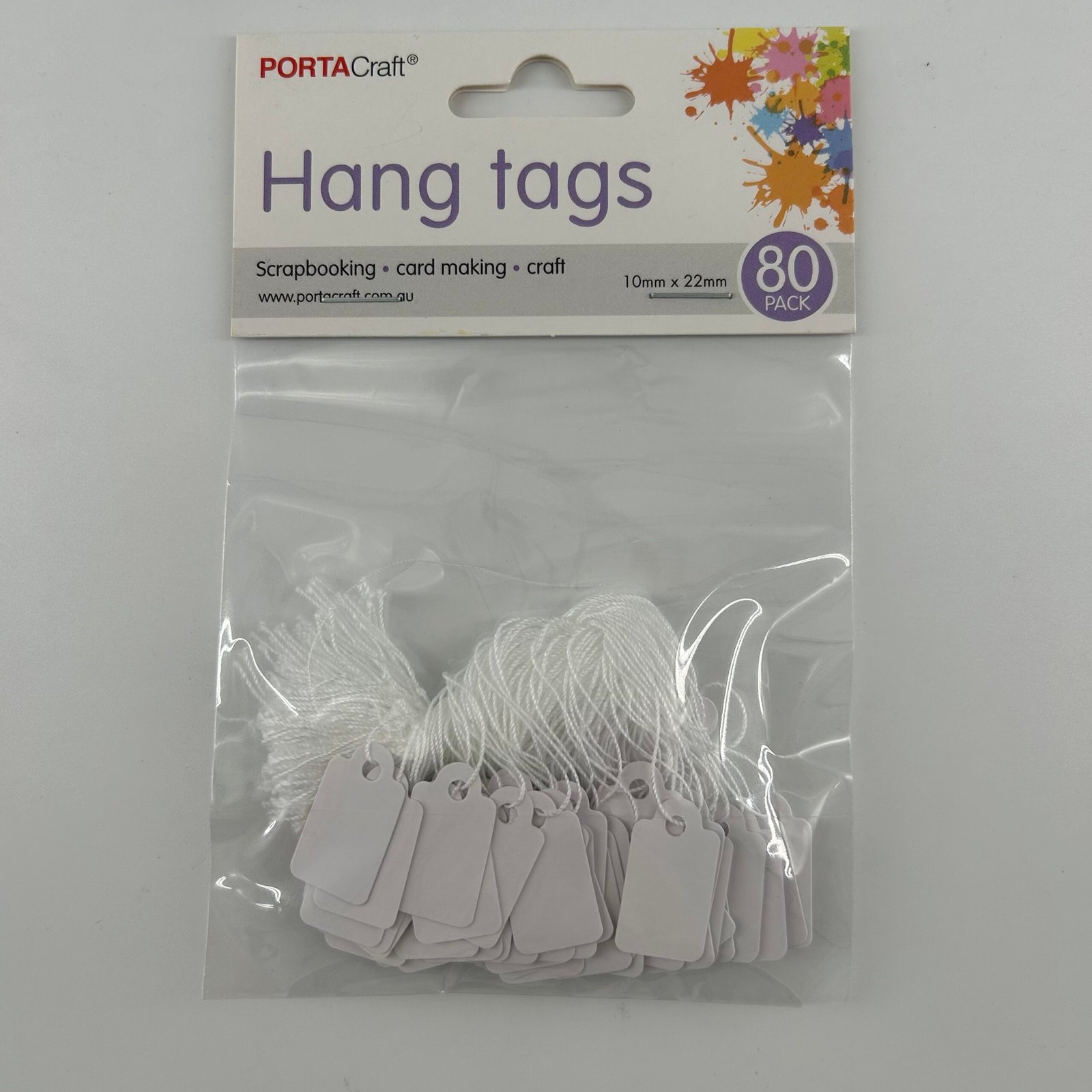 White Tags with String 80pk (10x22mm)
