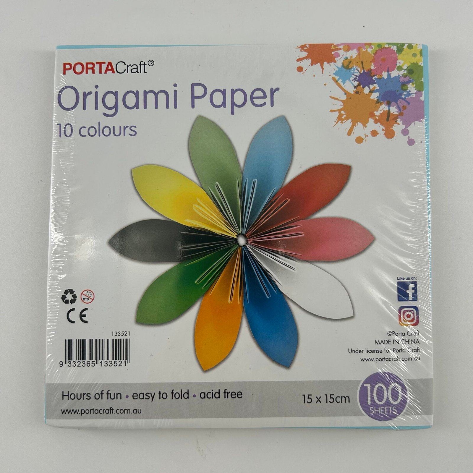 Origami Paper 10 Colours 100pk (15x15cm)