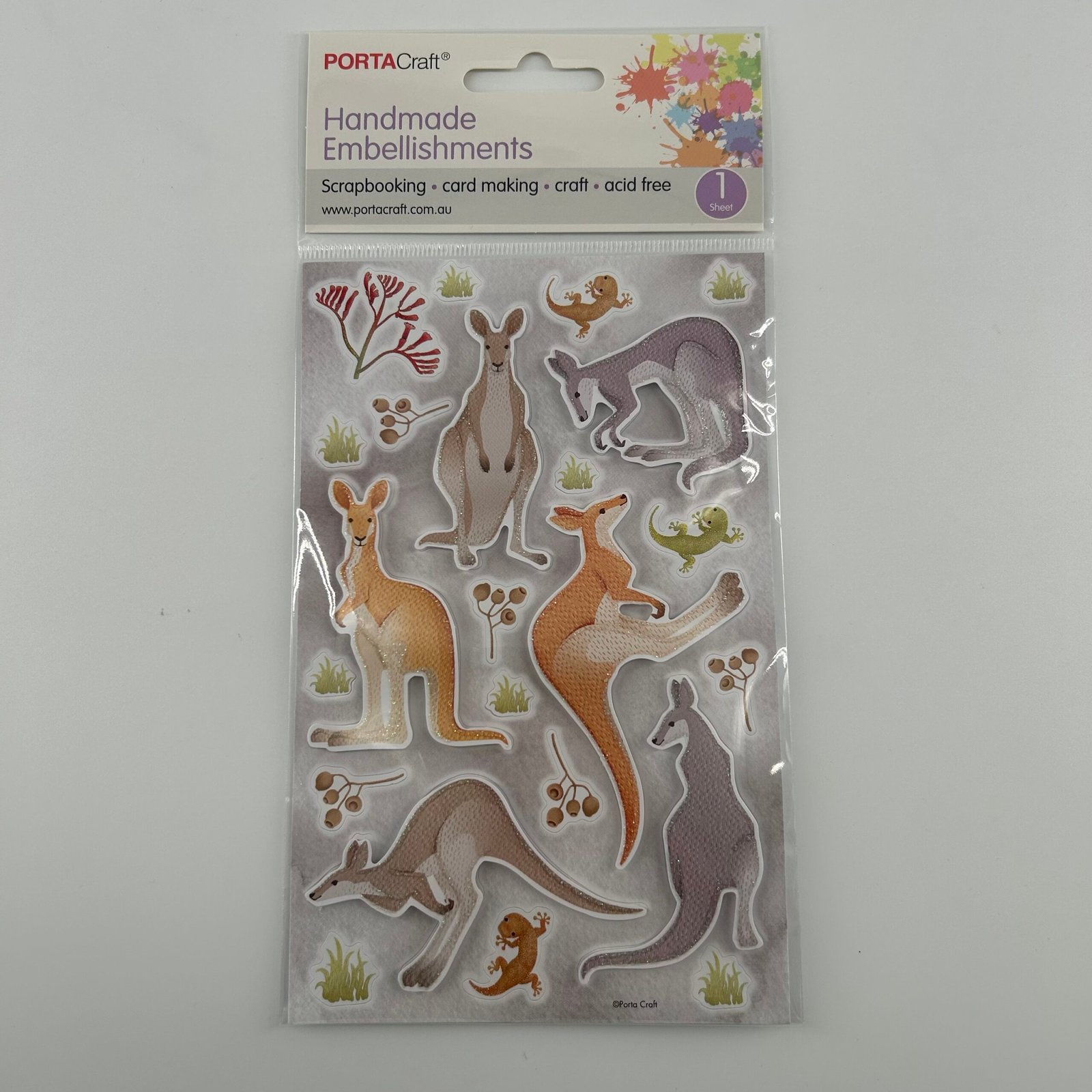 Handmade Embelishements Sheet - Kangaroo
