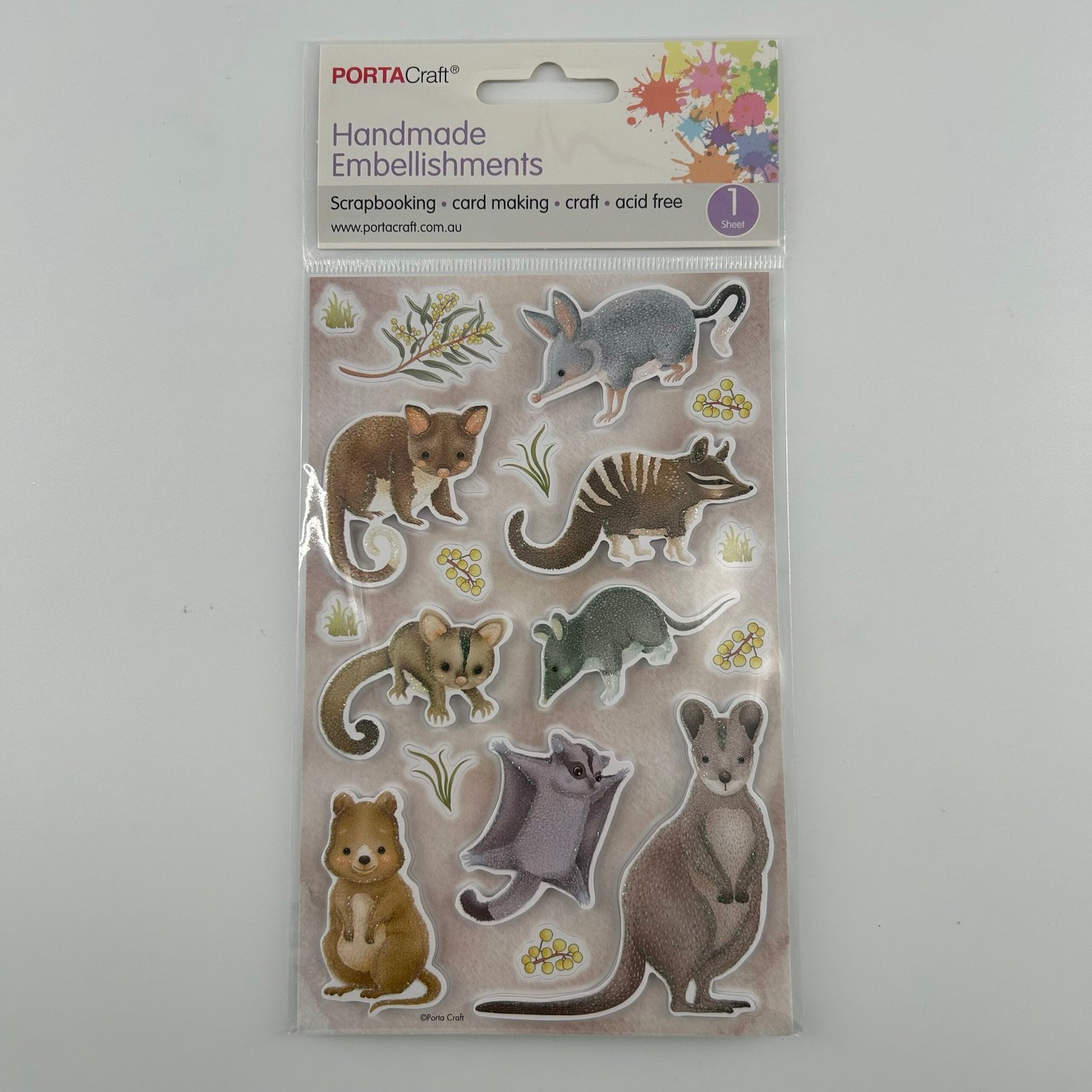 Handmade Embelishements Sheet - Aussie Animals