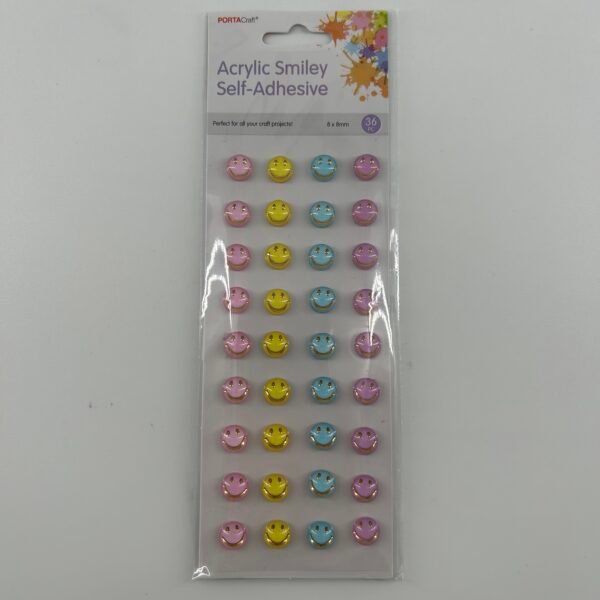 Acrylic Stickers 36pk Smiley Faces