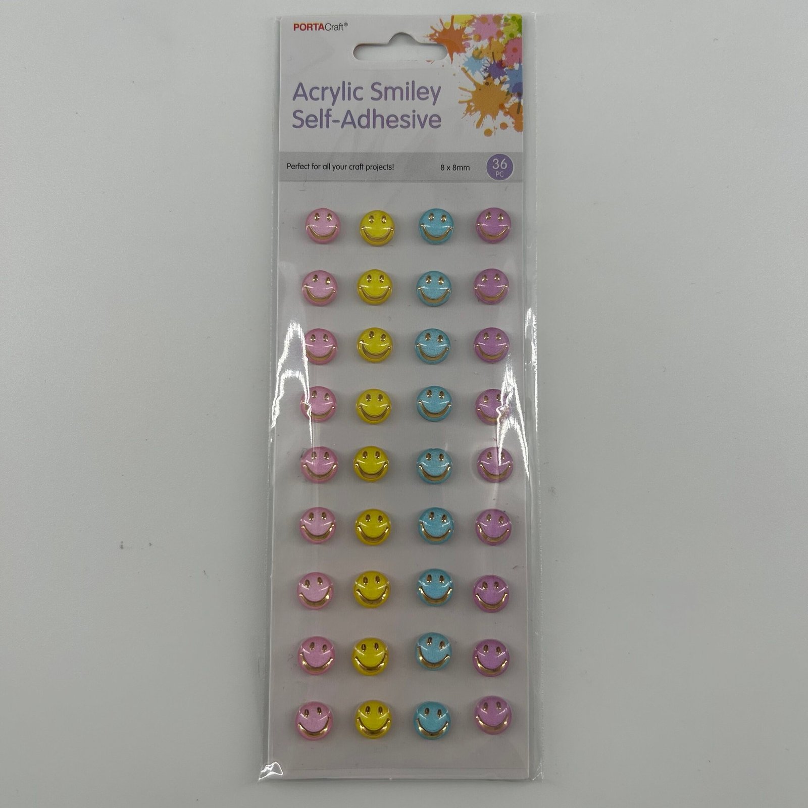Acrylic Stickers 36pk Smiley Faces