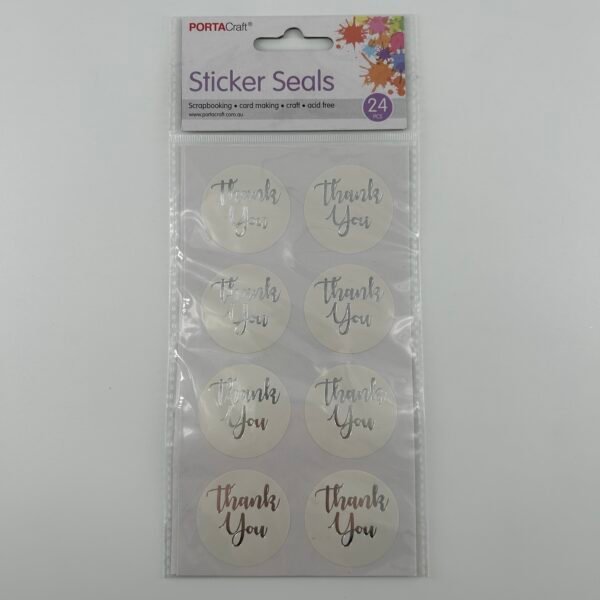 Seal Stickers 24pk Thank You Silver Foil
