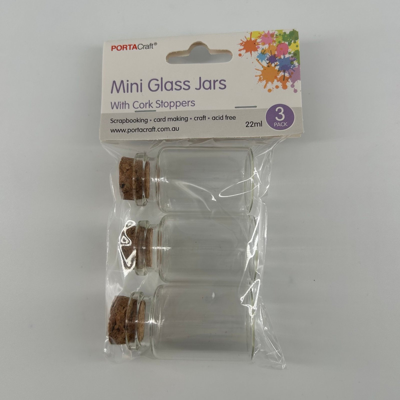 Glass Jars with Cork Stoppers 22ml 3pk