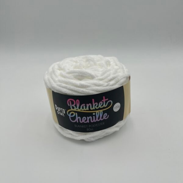 Chenille Blanket Yarn 80m - Solid Pure White