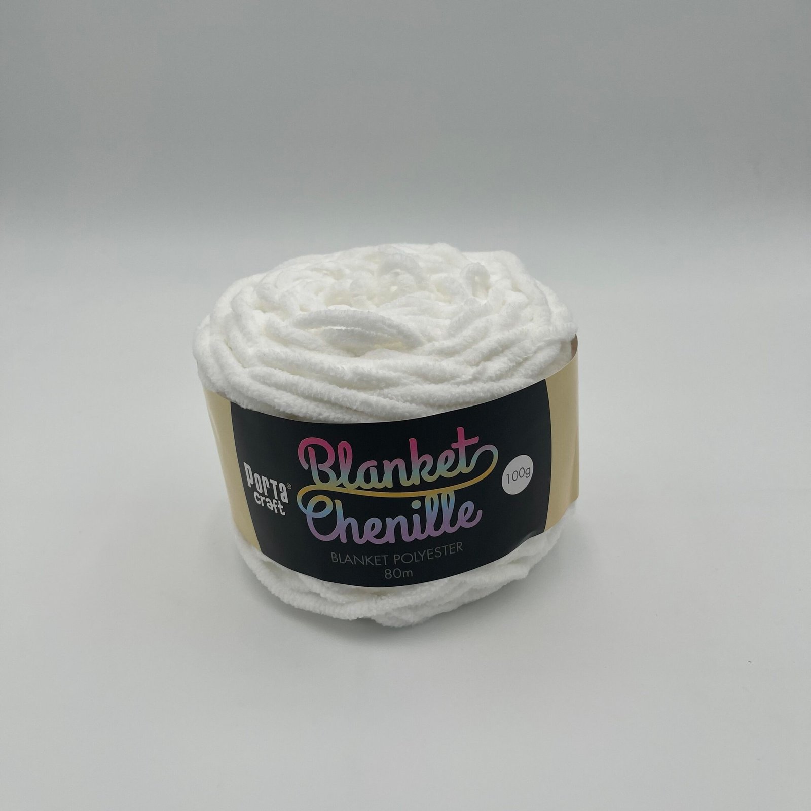 Chenille Blanket Yarn 80m - Solid Pure White