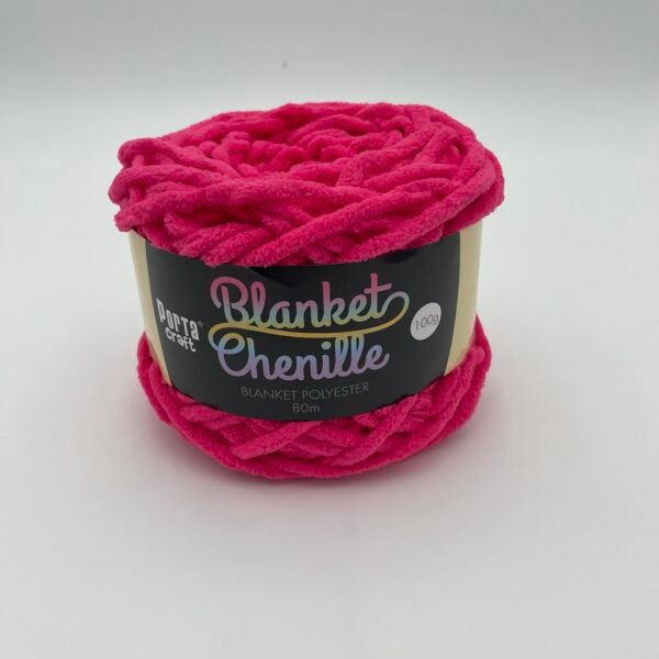 Chenille Blanket Yarn 80m - Solid Hot Pink