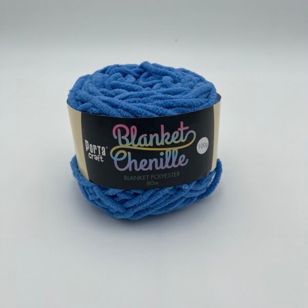 Chenille Blanket Yarn 80m - Solid Bright Blue