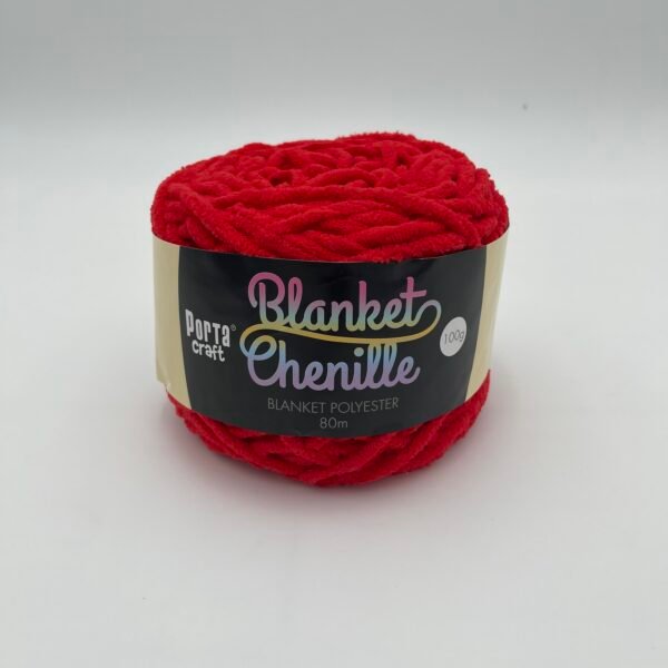 Chenille Blanket Yarn 80m - Solid Red
