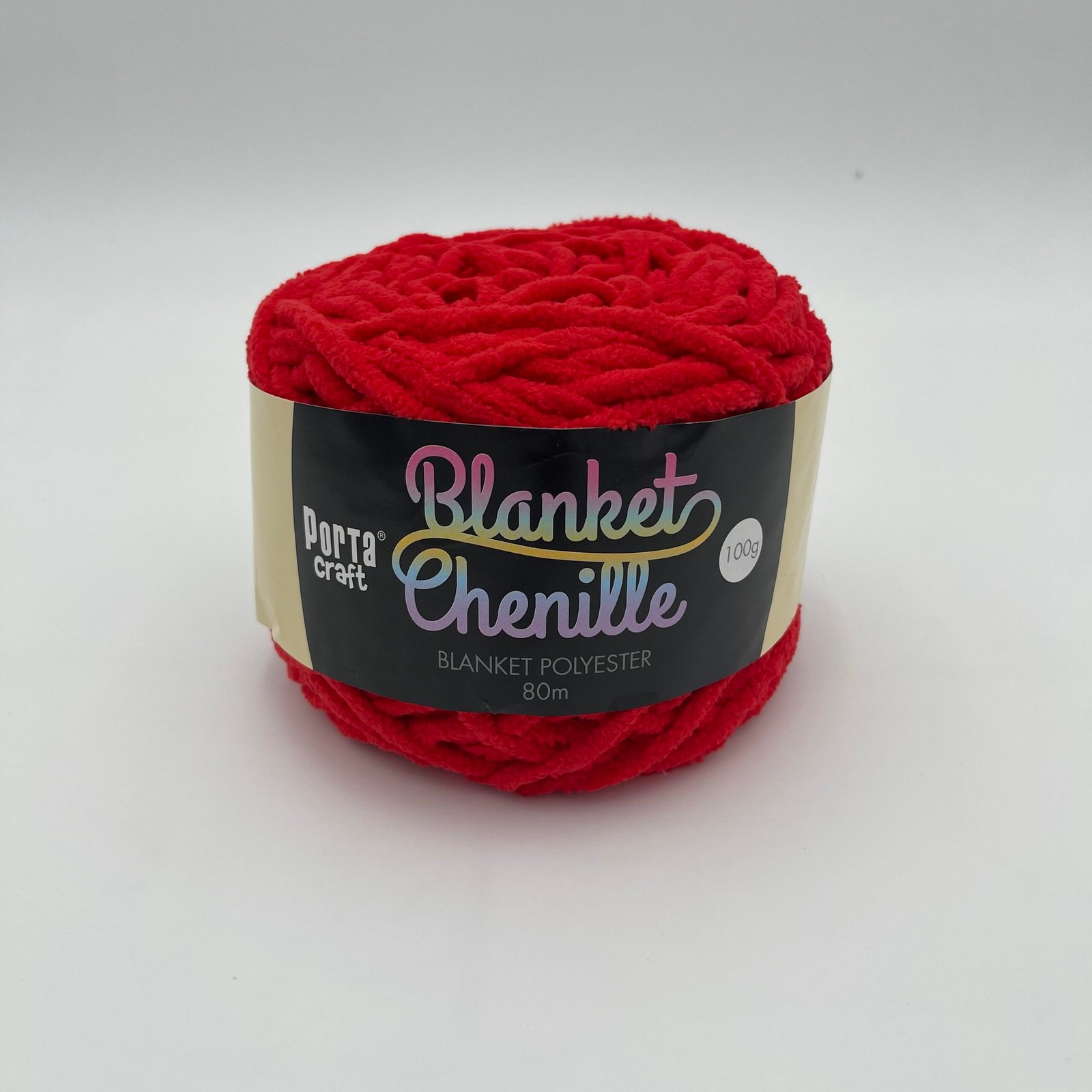 Chenille Blanket Yarn 80m - Solid Red