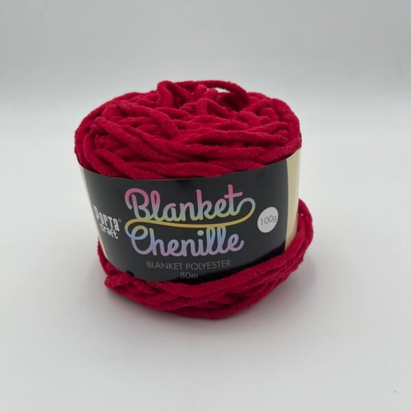 Chenille Blanket Yarn 80m - Solid Crimson