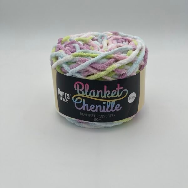 Chenille Blanket Yarn 80m - Multi Pastel Rainbow
