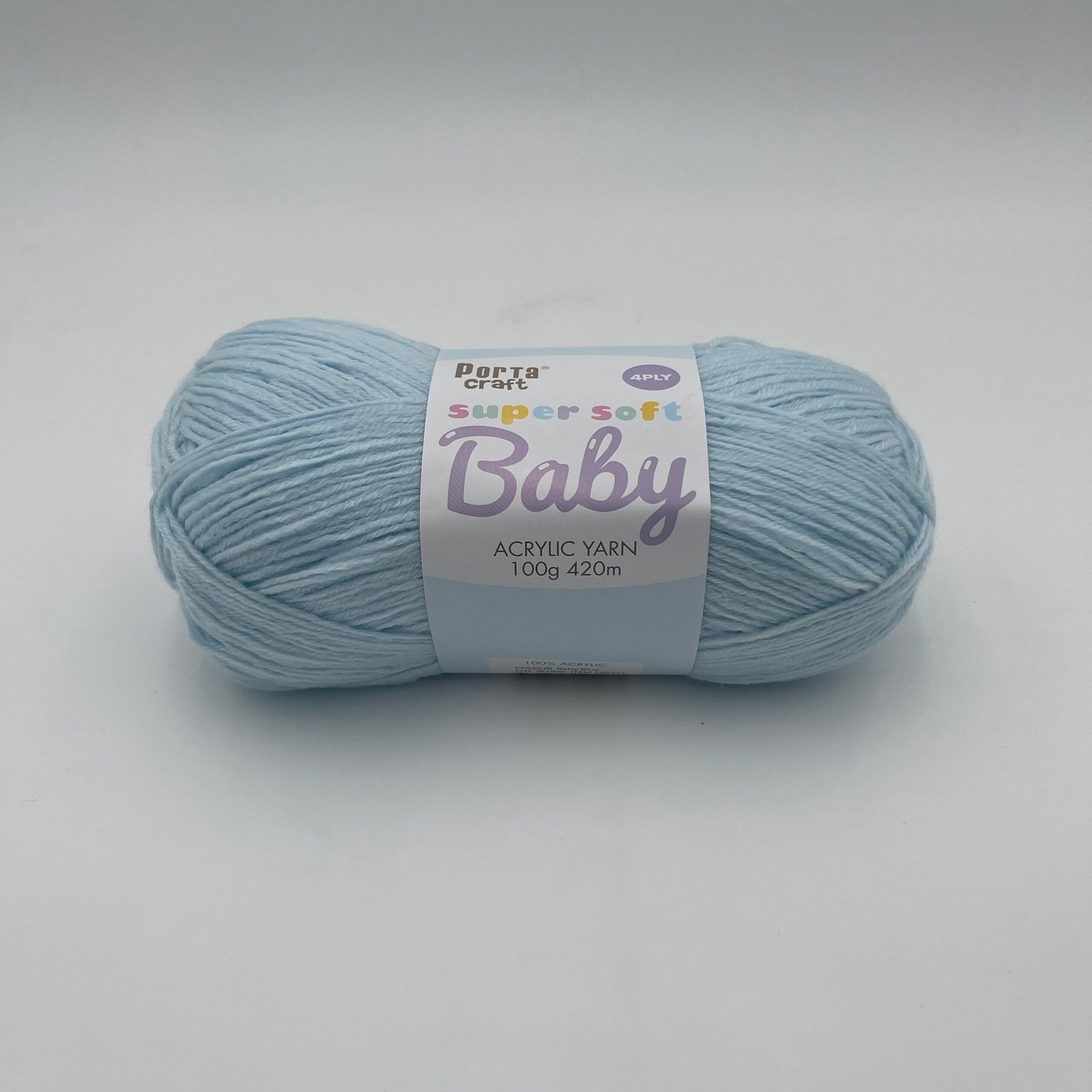 Super Soft Baby Acrylic Yarn 420m 4ply - Baby Blue