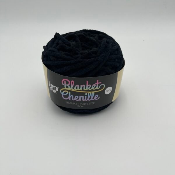 Chenille Blanket Yarn 80m - Solid Black
