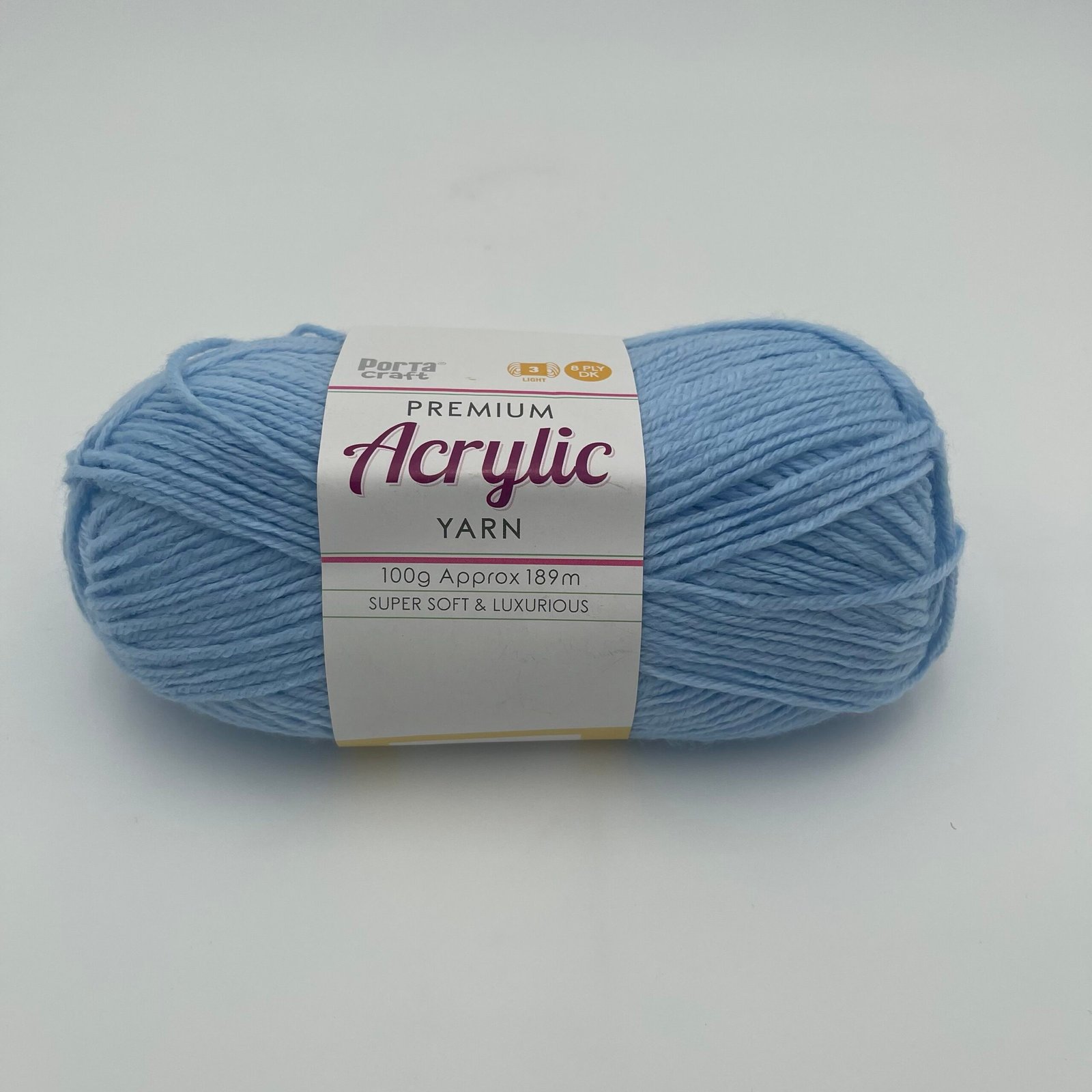 Acrylic Yarn 100g 189m 8ply - Baby Blue