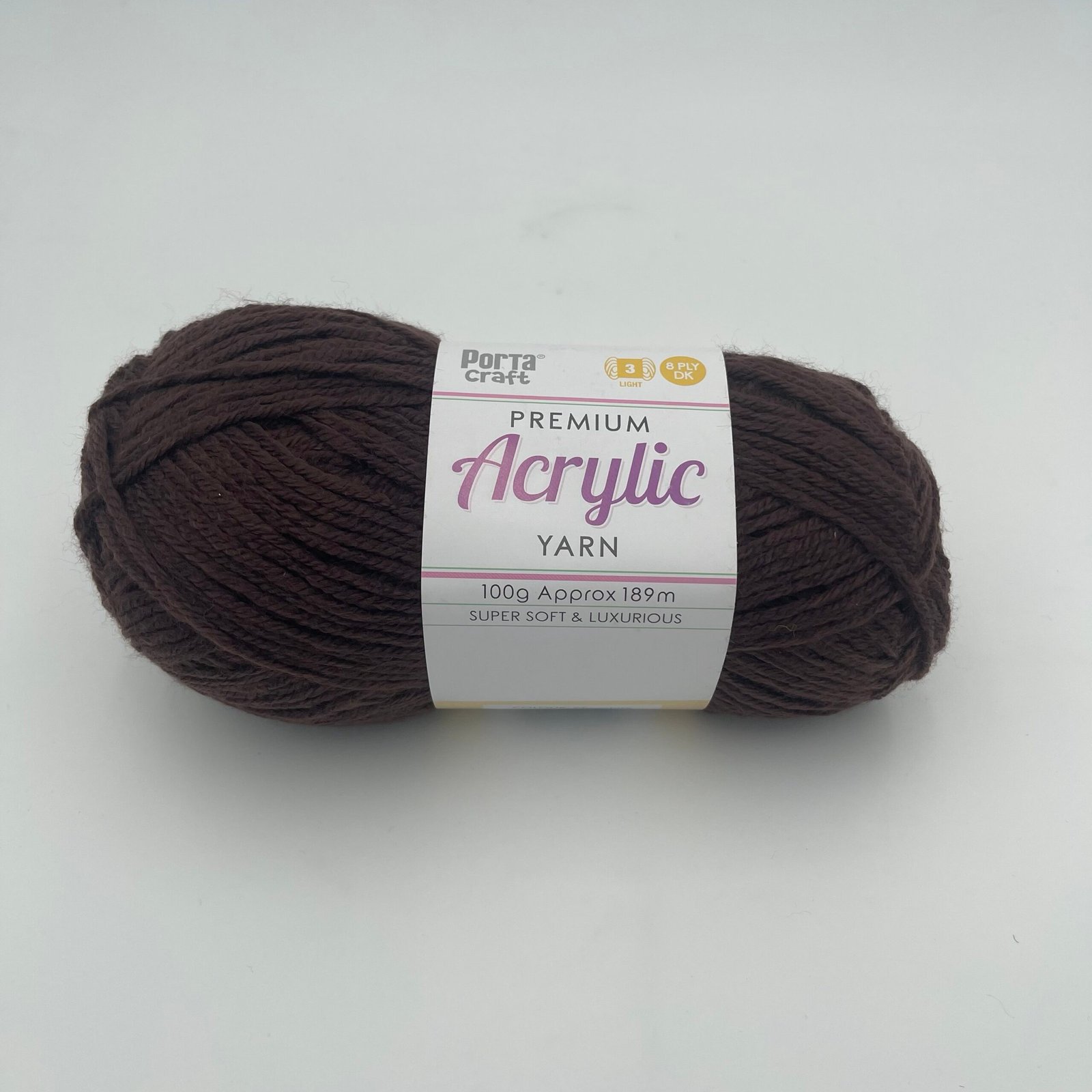 Acrylic Yarn 100g 189m 8ply - Chocolate