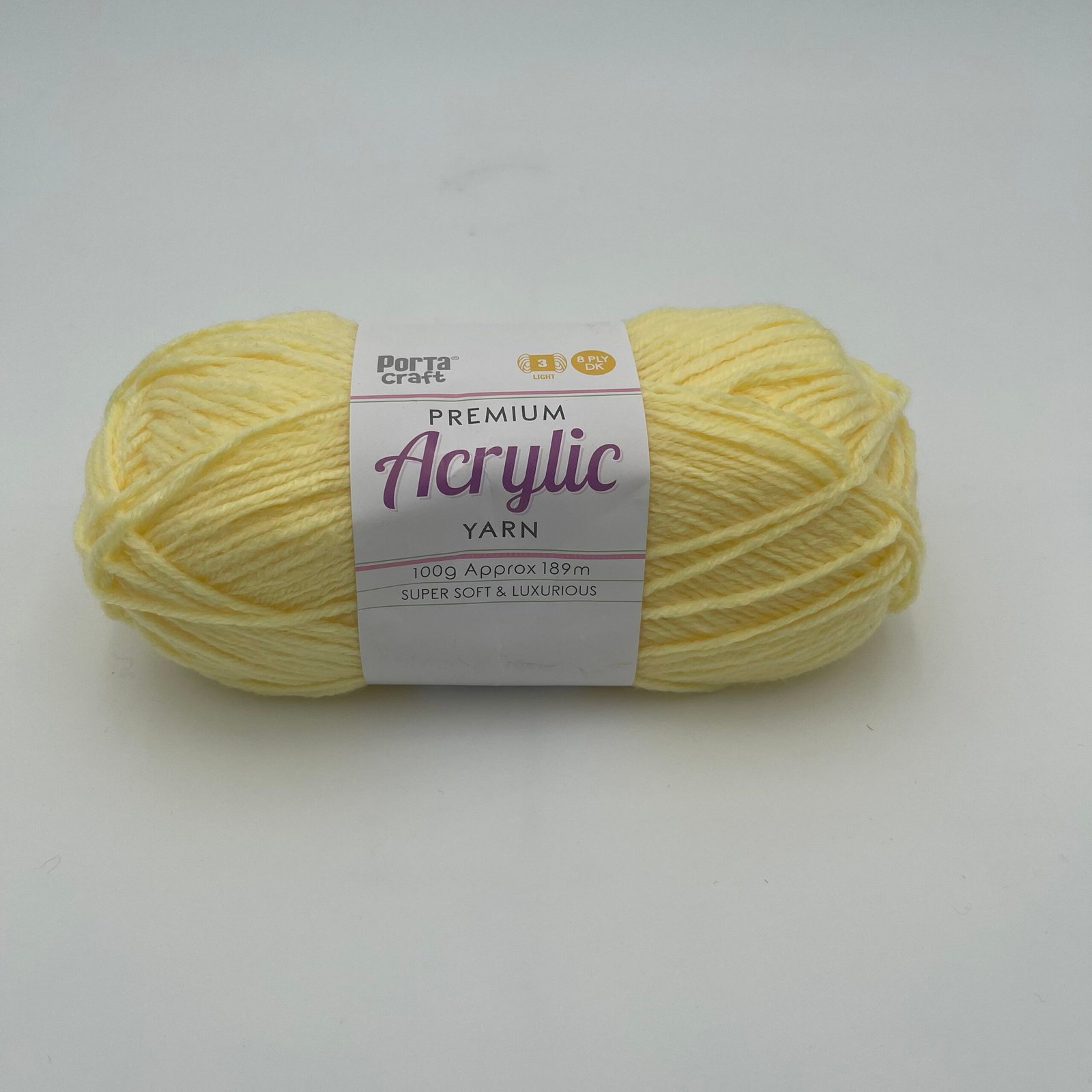 Acrylic Yarn 100g 189m 8ply - Lemon