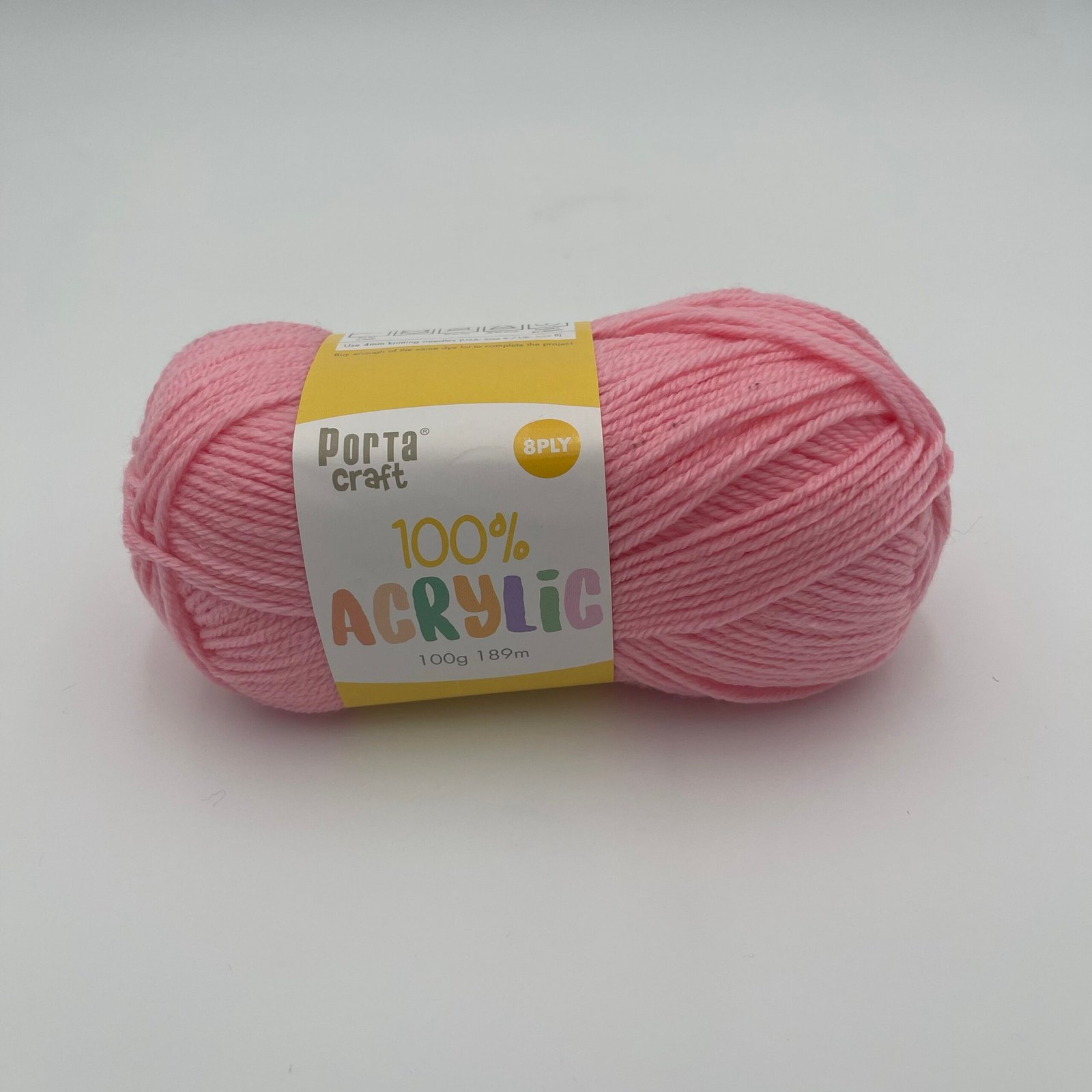 Acrylic Yarn 100g 189m 8ply - Baby Pink