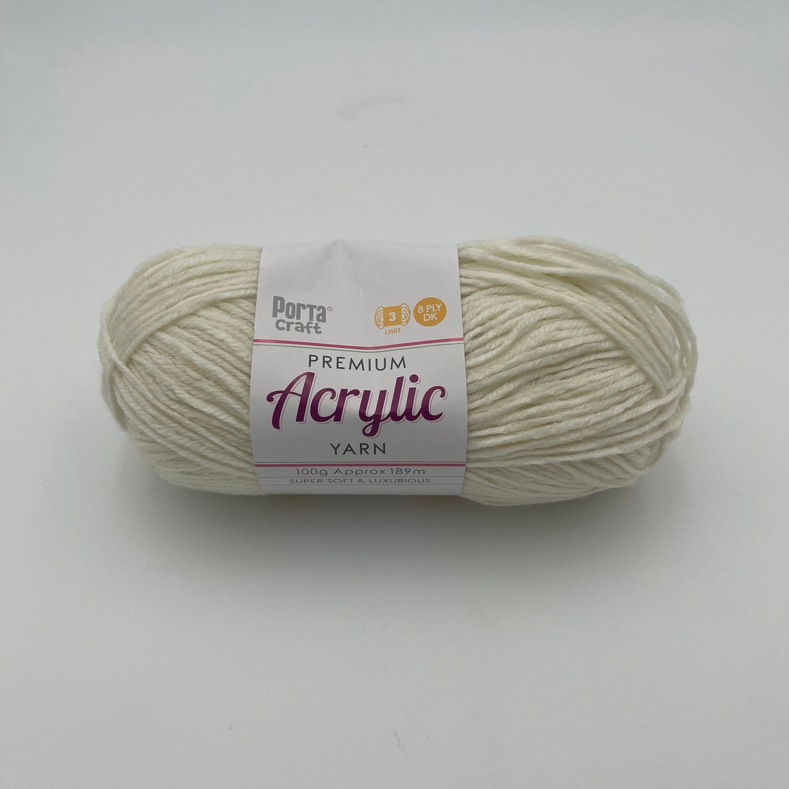 Acrylic Yarn 100g 189m 8ply - Cream