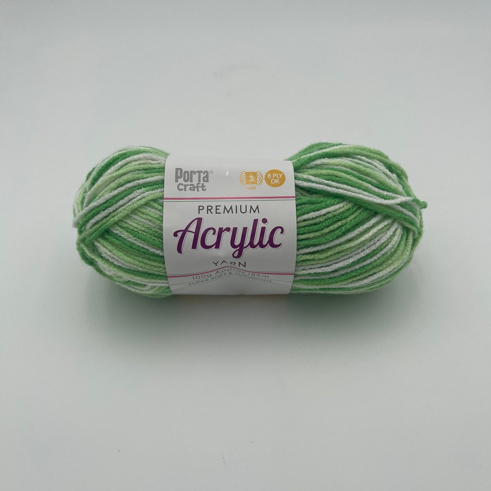 Acrylic Yarn 100g 189m 8ply - Multi Lime Time