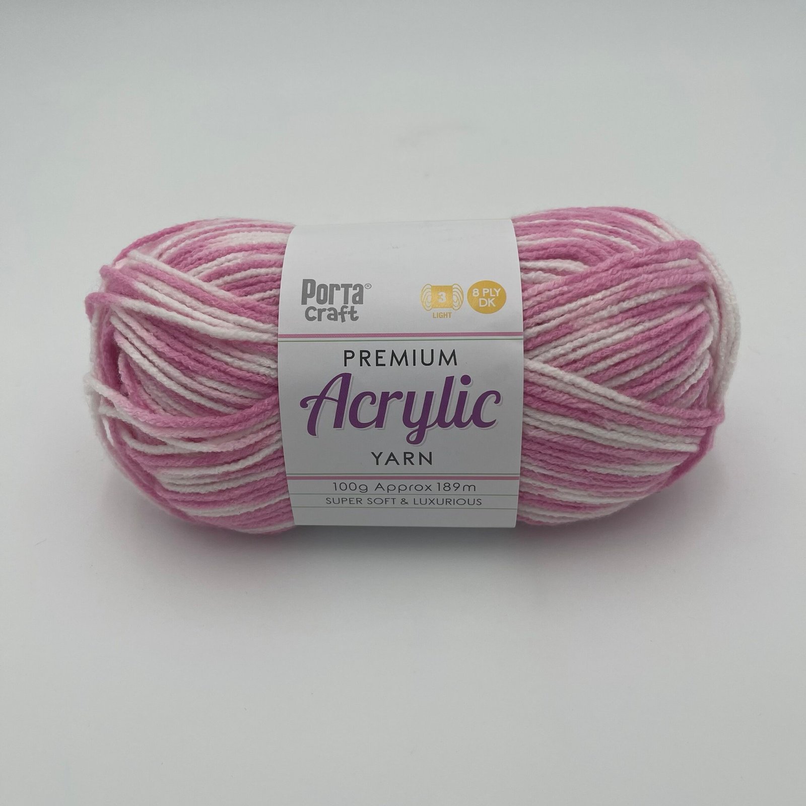 Acrylic Yarn 100g 189m 8ply - Multi Pinkie Pie