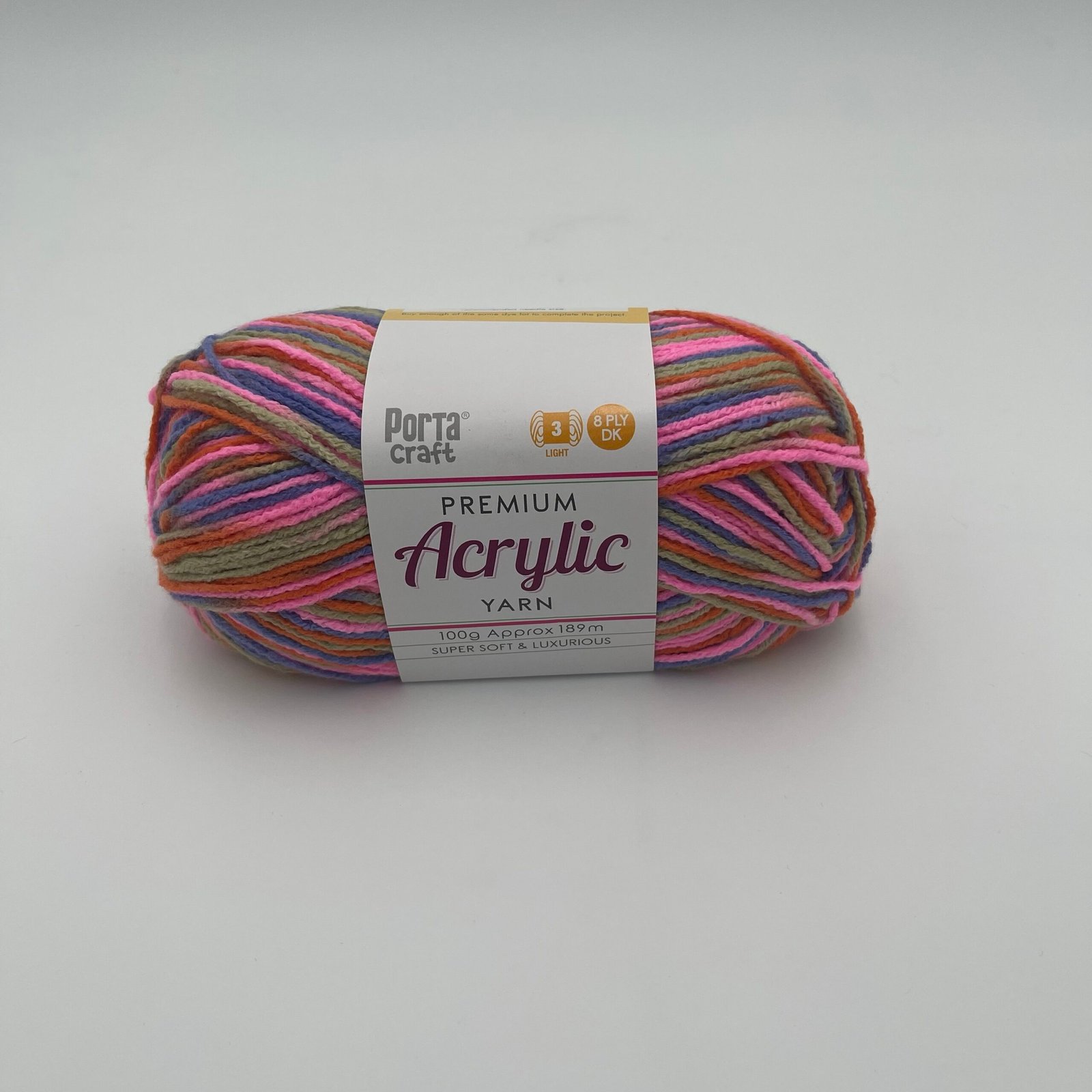 Acrylic Yarn 100g 189m 8ply - Multi Fantasy