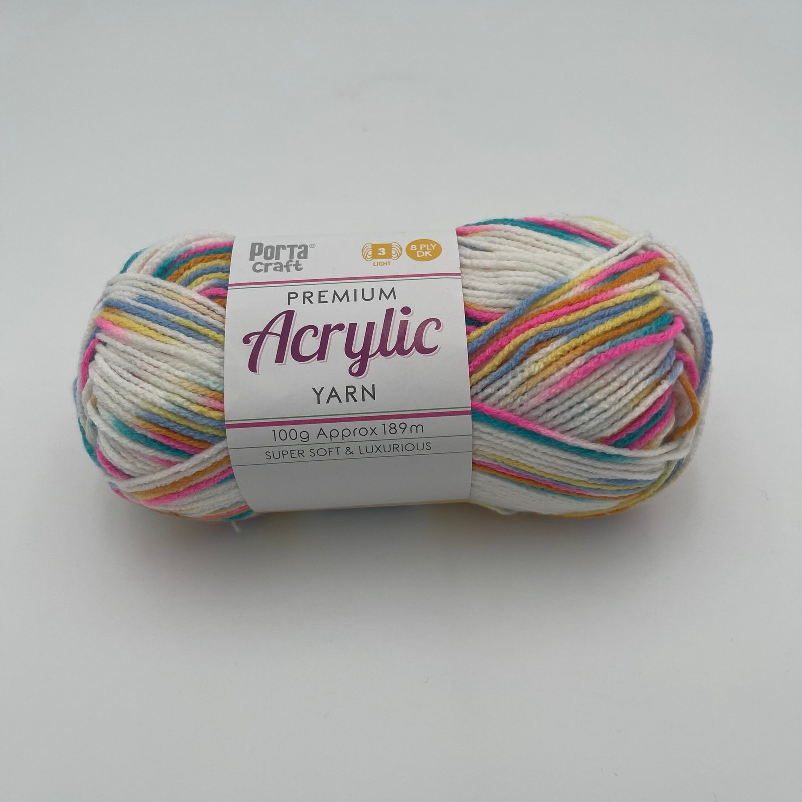Acrylic Yarn 100g 189m 8ply - Multi Circus