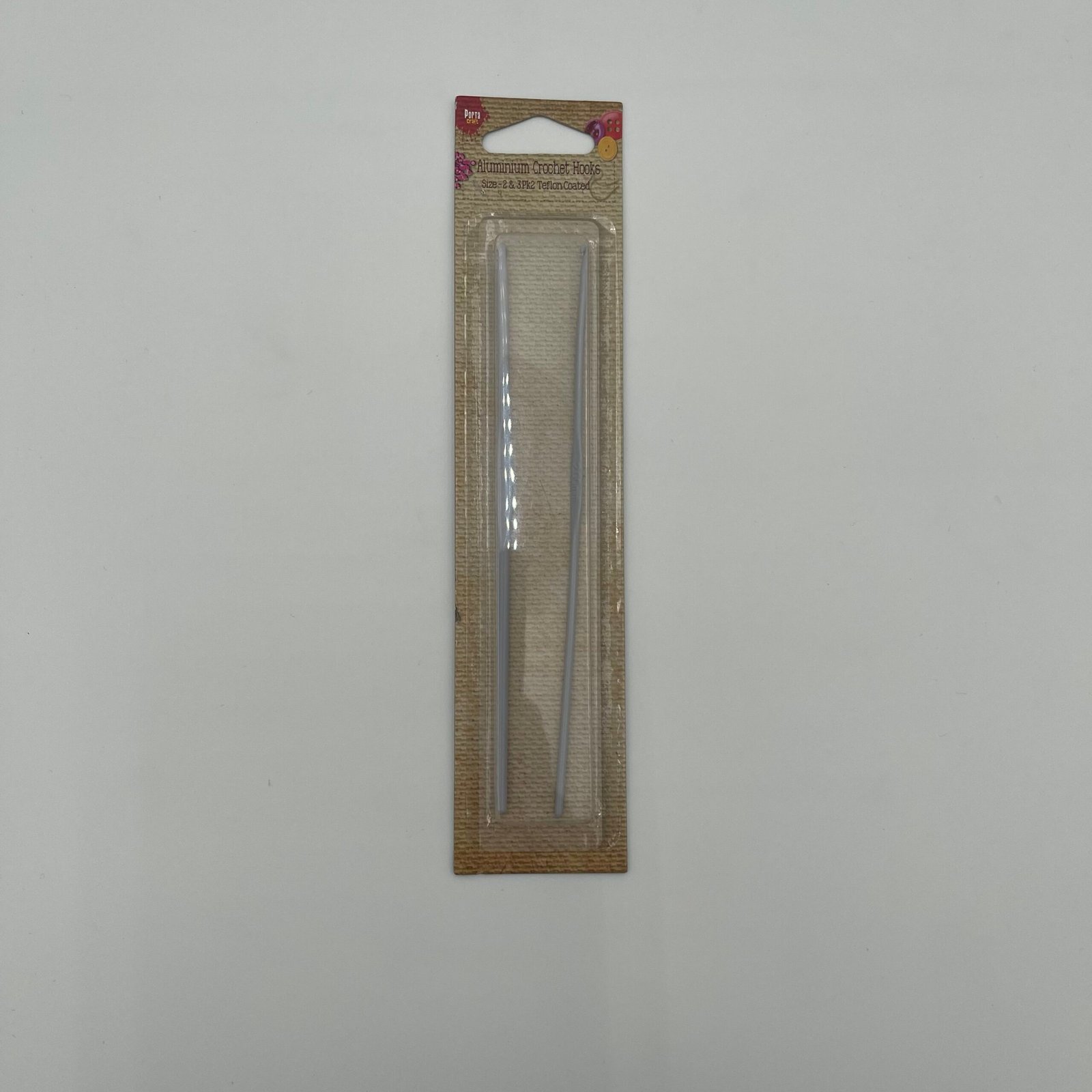 Aluminium Crochet Hooks Teflon Coated - size 2&3. 2pk