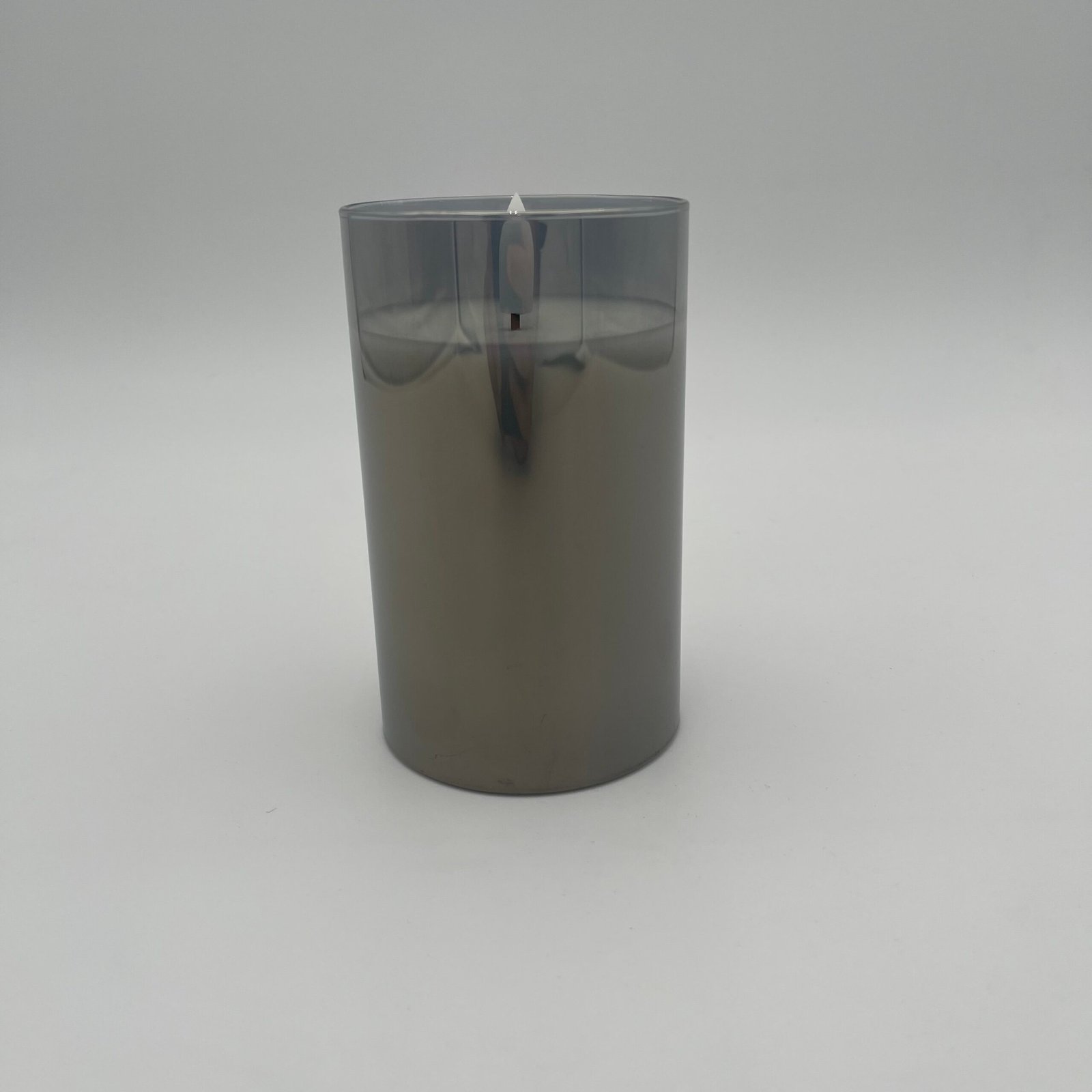 7.5 x 12.5cm Glass Tube LED Flickering Flame Candle -Smoke