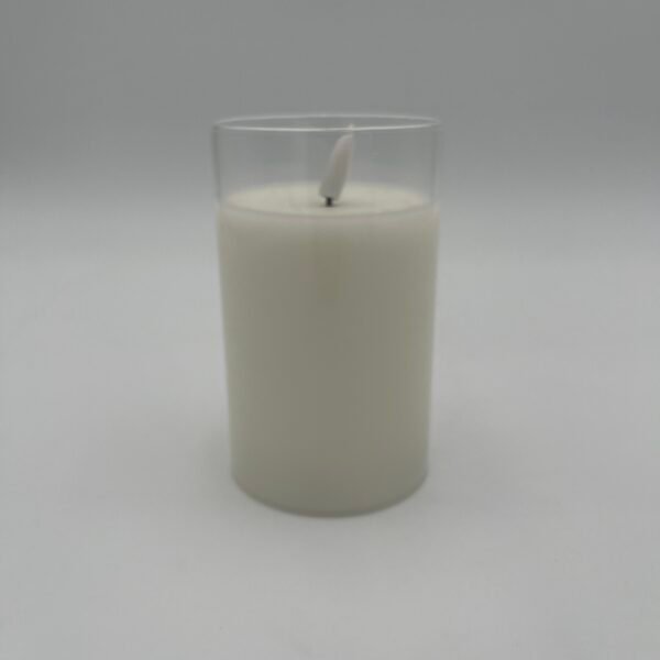 7.5 x 12cm Glass Tube LED Flickering Flame Candle - Clear