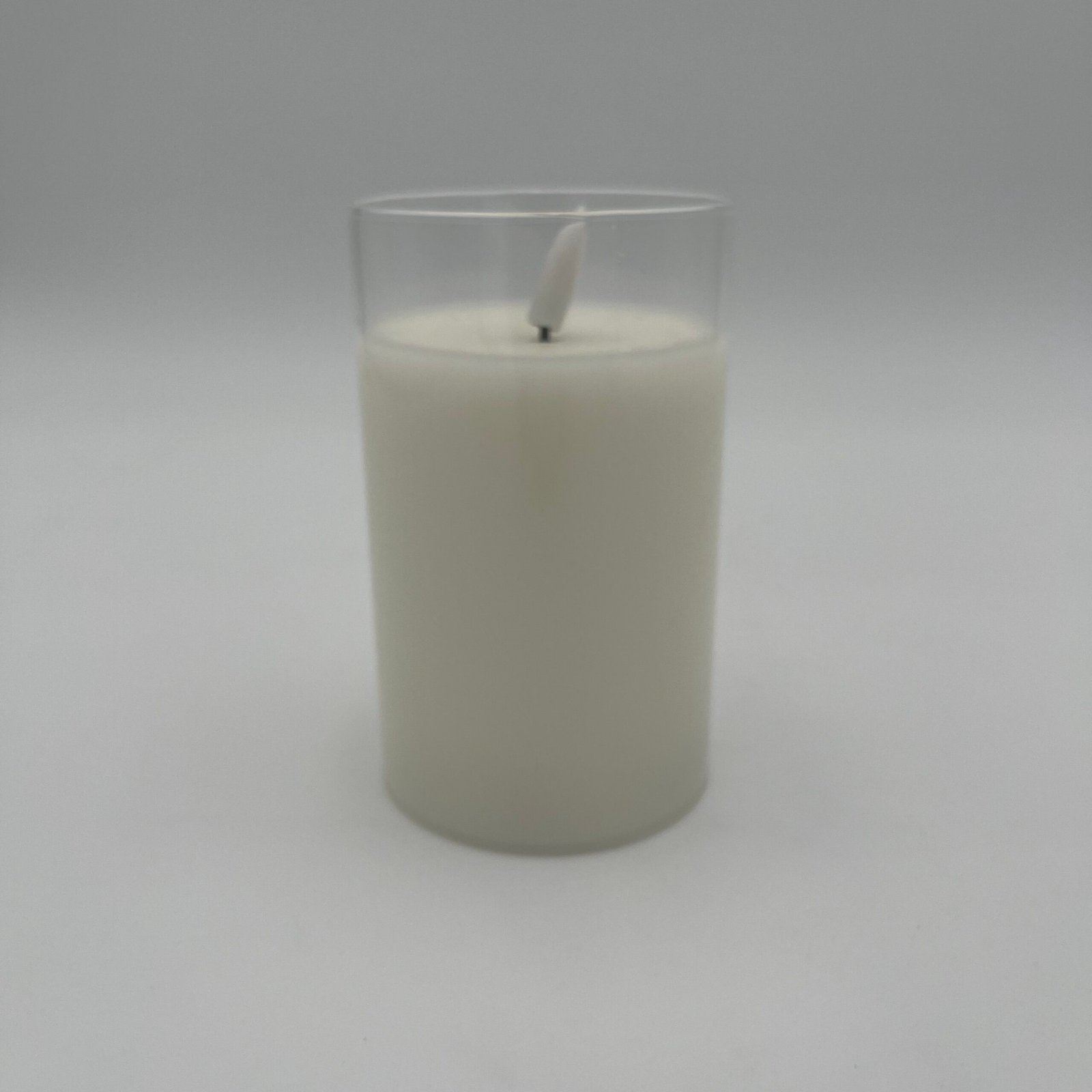 7.5 x 12cm Glass Tube LED Flickering Flame Candle - Clear