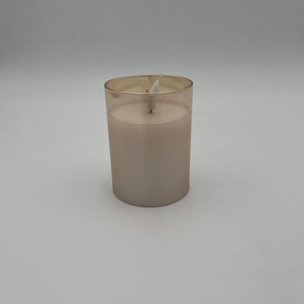 7.5 x 10cm Glass Tube LED Flickering Flame Candle - Gold