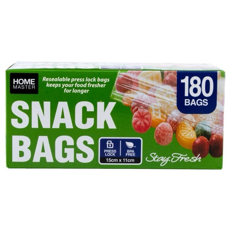 Reusable Snaplock Snack Bags (15x11.5cm) 180pk