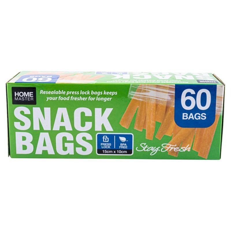 Reusable Snaplock Snack Bags (15x10cm) 60pk