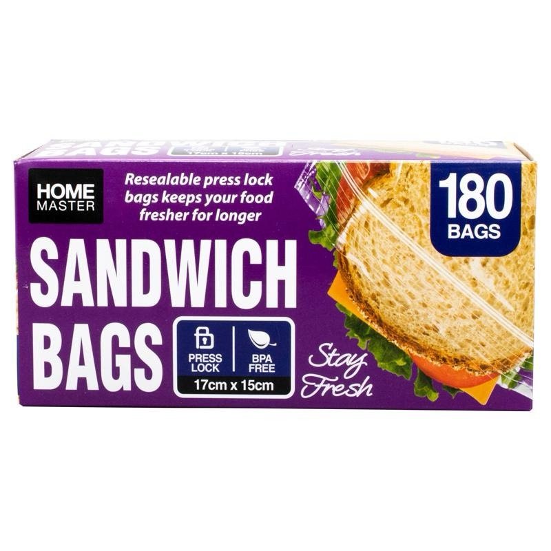 Resealable Snaplock Sandwich Bags (17x15.5cm) 180pk