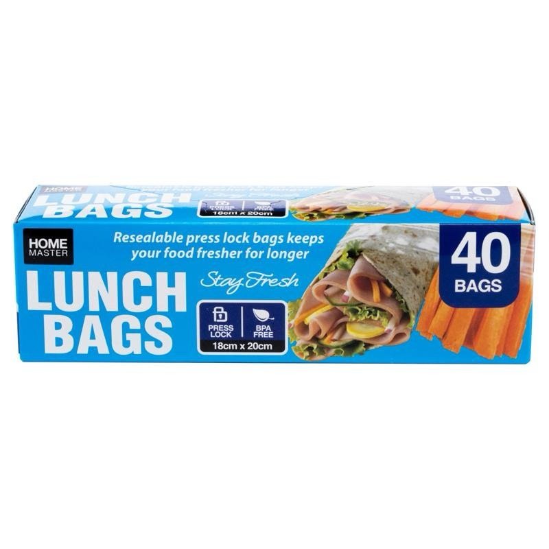 Resealable Snaplock Lunch Bags (18x20cm) 40pk