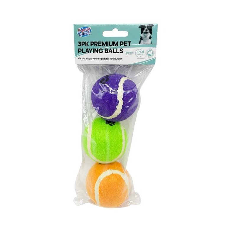 3pk Multicoloured Printed Tennis Balls