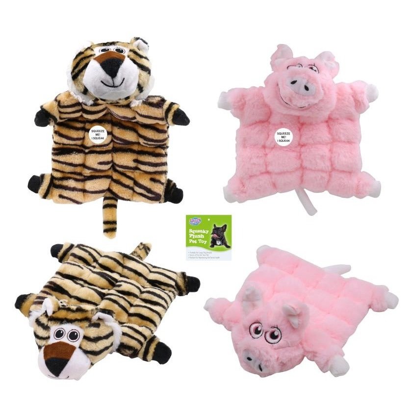 Flat Squeaky Animal Plush Dog Toy