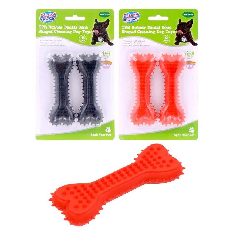 Rubber Bone Shaped Dental Cleaning Dog Toy