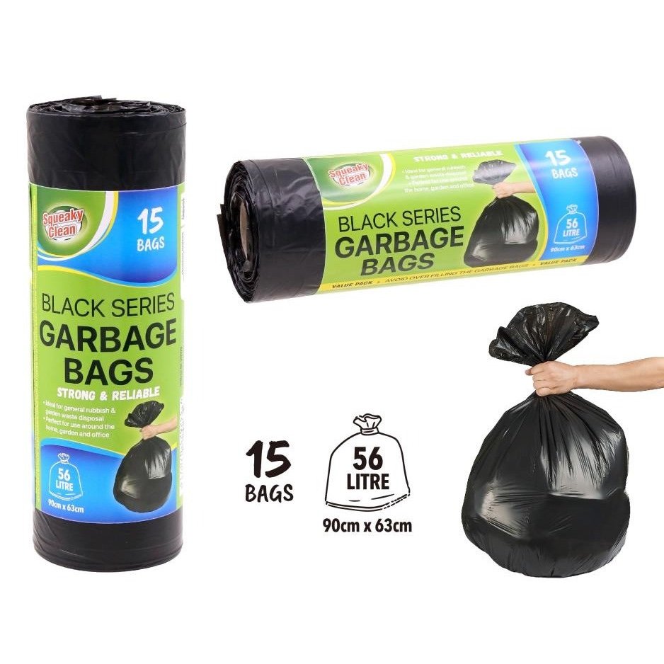 Black Garbage Bags 56L 15pk