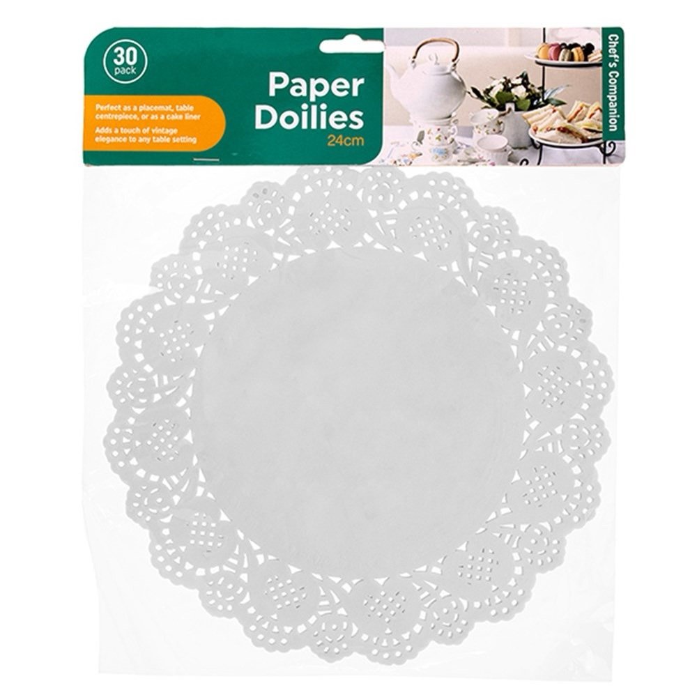 White Paper Doilies Round 24cm 30pk