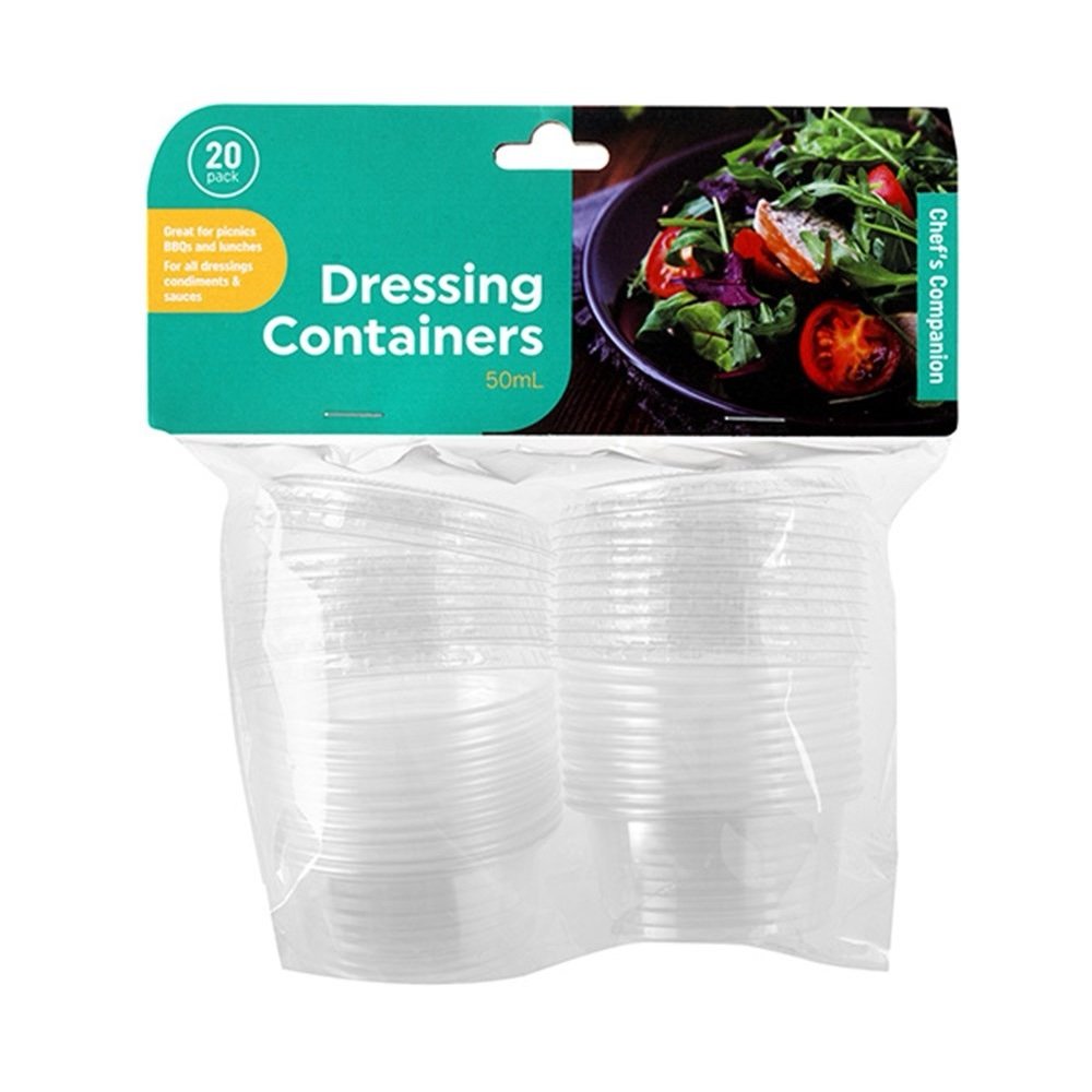 Clear Plastic Dressing Containers 50ml 20pk