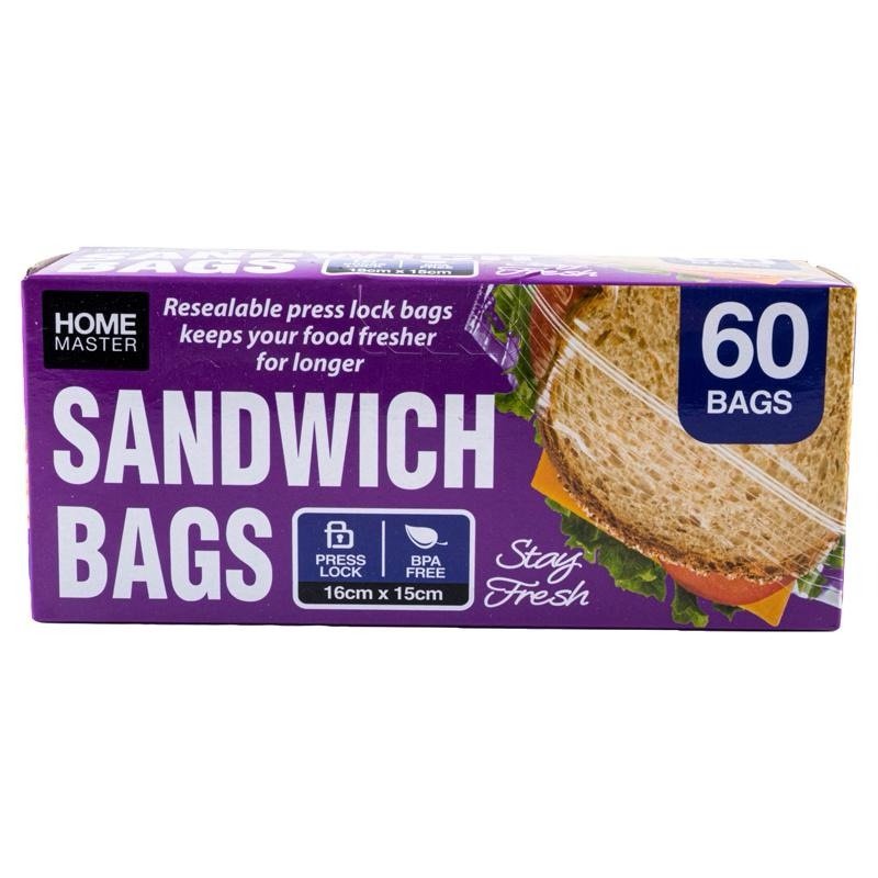 Resealable Snaplock Sandwich Bags (16x15cm) 60pk