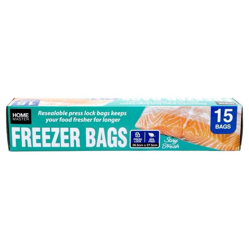 Resealable Snaplock Freezer Bags (26.5x27.5cm) 15pk