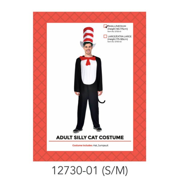 Adult Silly cat jumpsuit costume S/M