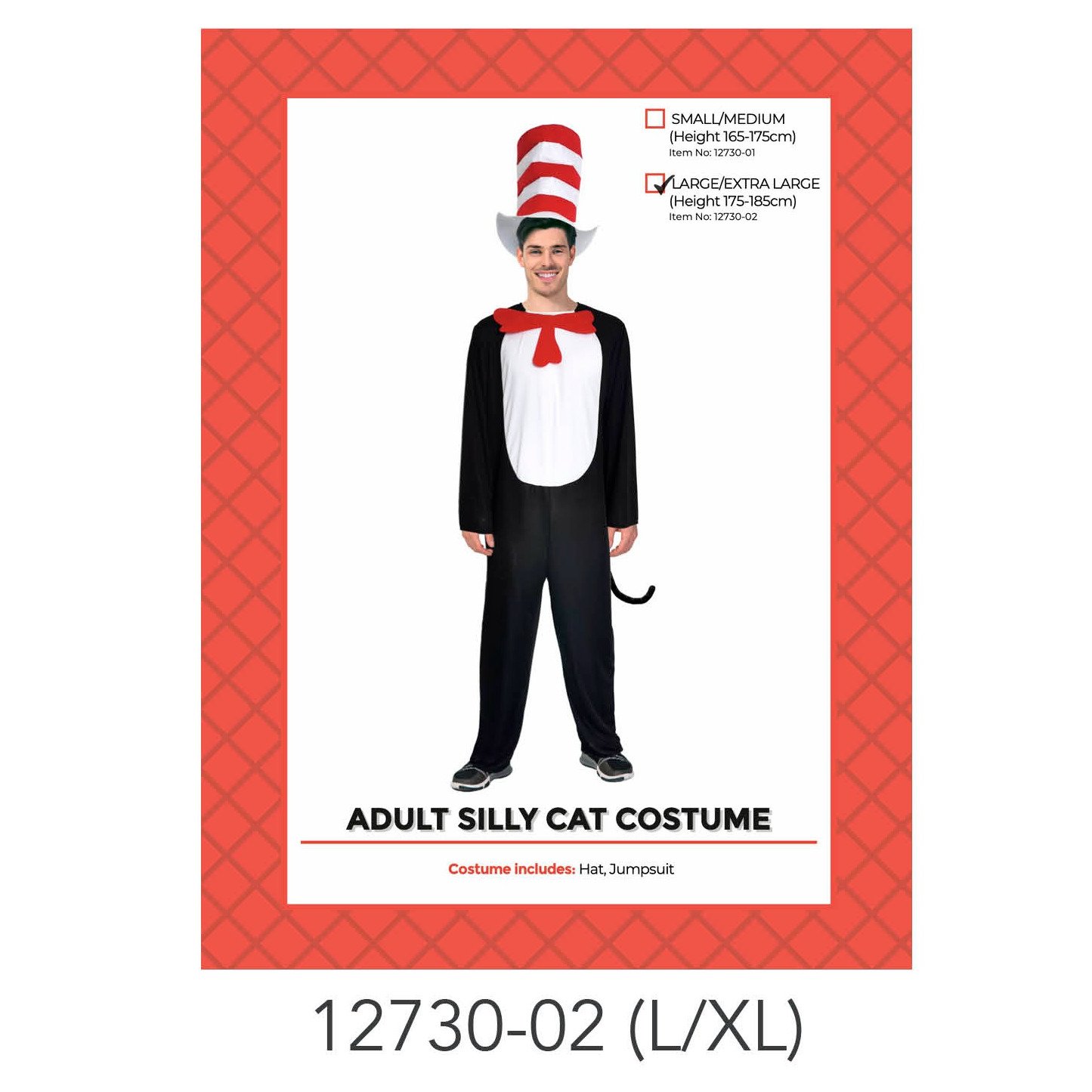 Adult Silly Cat Jumpsuit Costume L/XL
