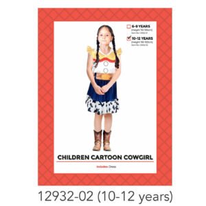 Children Cartoon Cowgirl Costume 10-12 Years