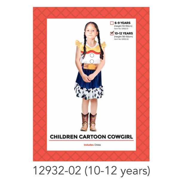 Children Cartoon Cowgirl Costume 10-12 Years