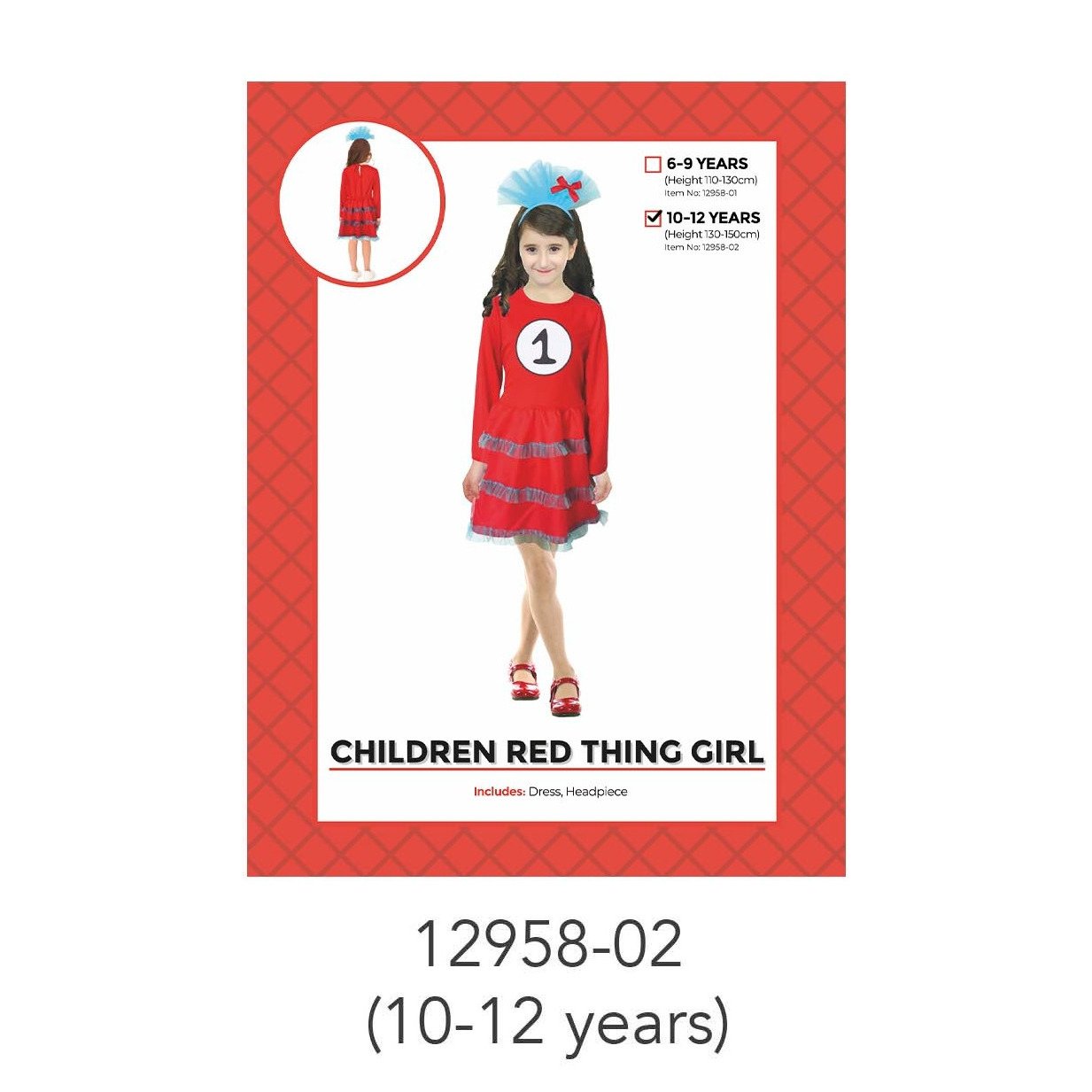 Children Red Thing 1 Girl Costume 10-12 Years